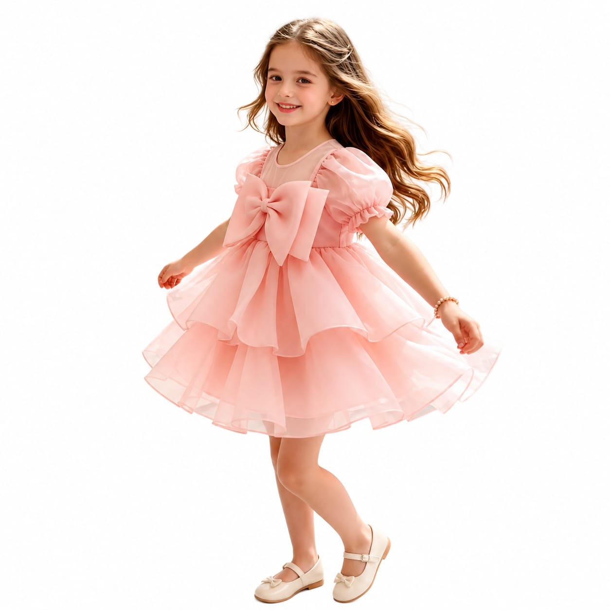 Pink Bow Tulle Dress